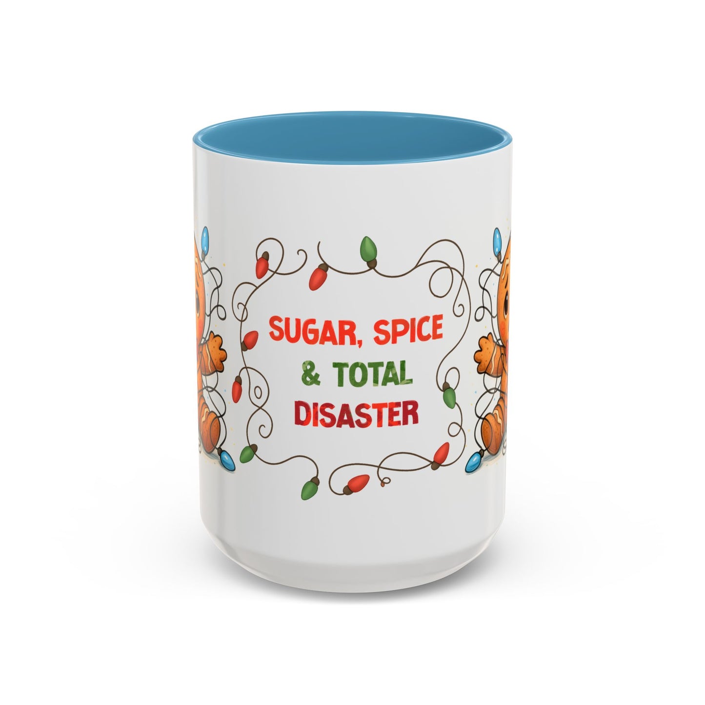 Sugar Spice & Total Disaster Mug – Funny Gingerbread 15oz Christmas Cup