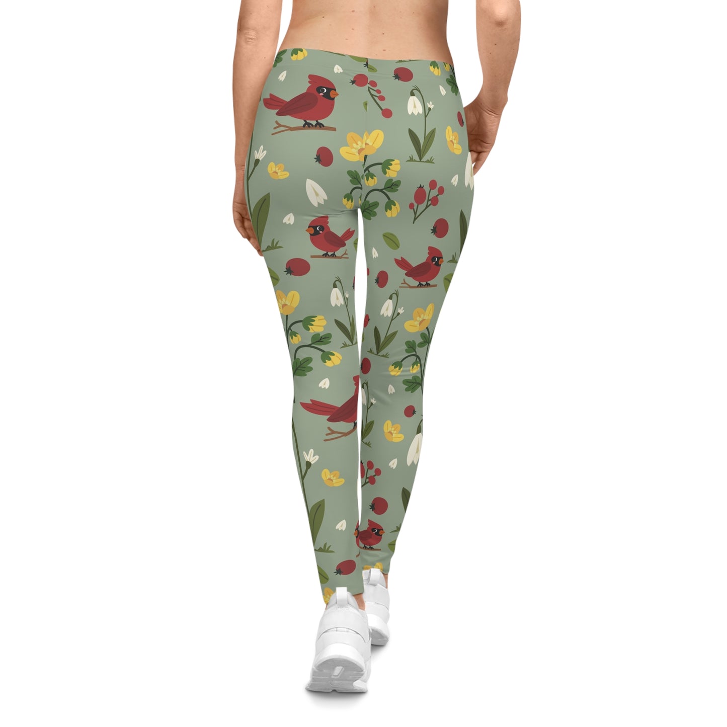Nature-Inspired Women’s Leggings – Bird & Floral Print Yoga Pants