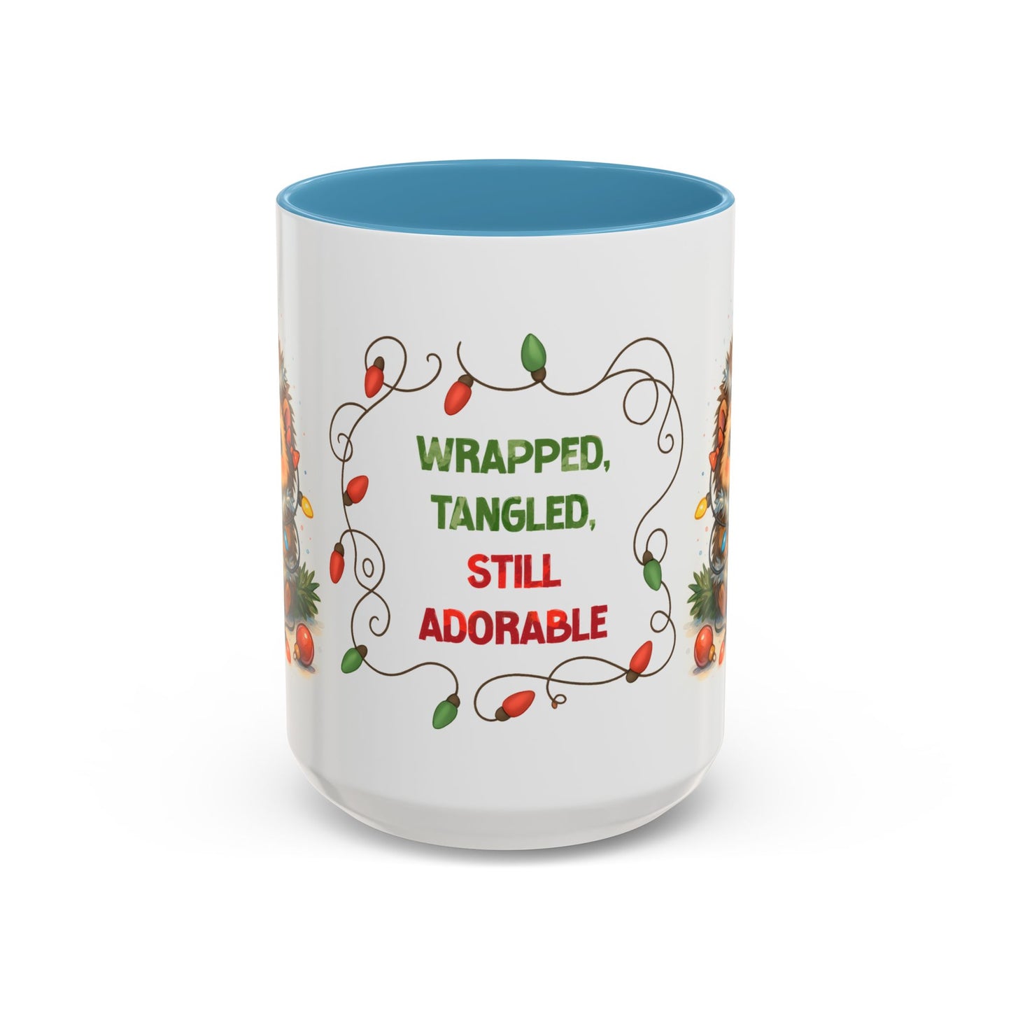 Wrapped Tangled Still Adorable Mug – Cute Hedgehog Christmas 15oz Cup
