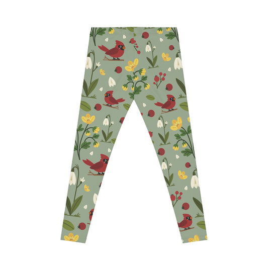 Nature-Inspired Women’s Leggings – Bird & Floral Print Yoga Pants