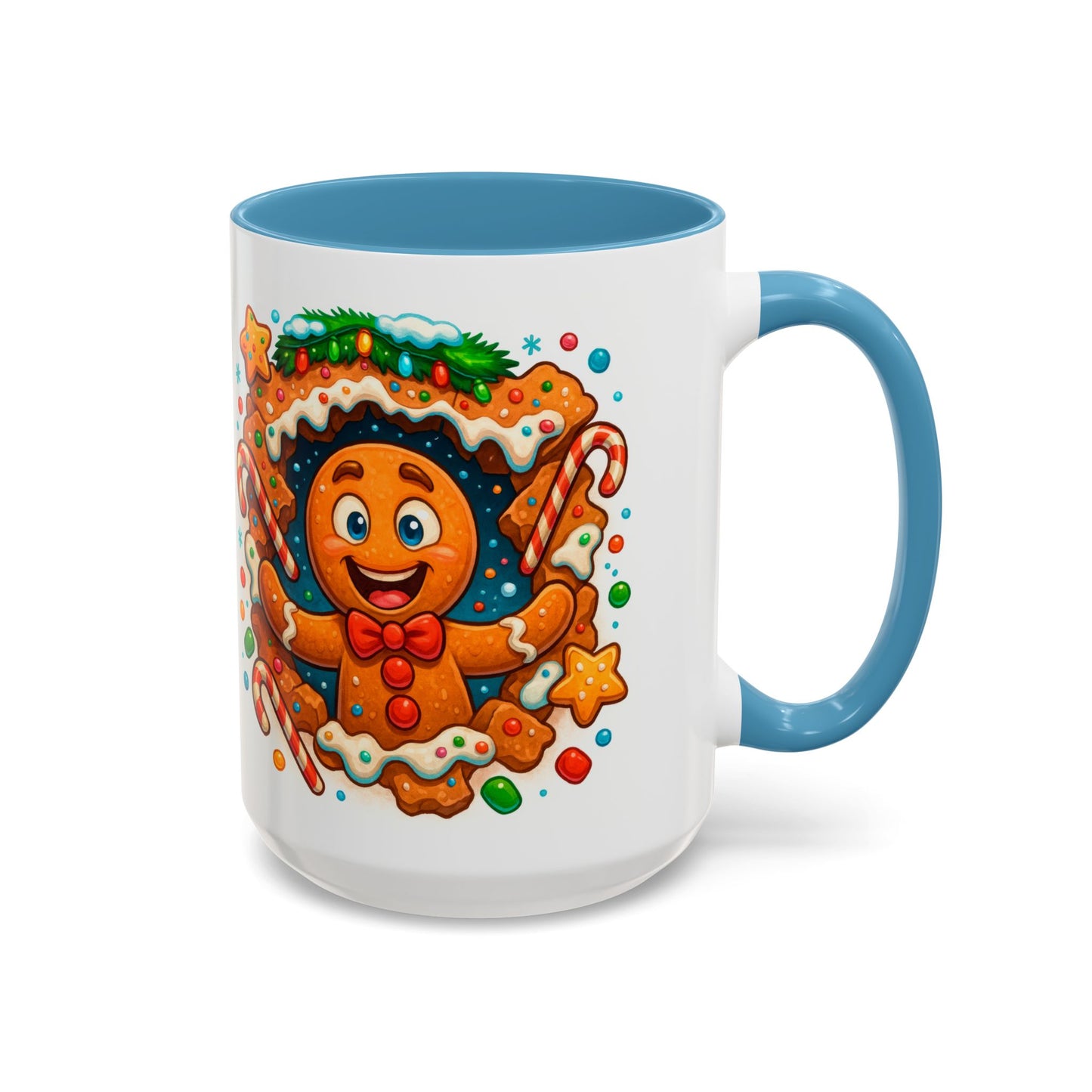 Gingerbread Christmas Mug – Cute 15oz Holiday Coffee Cup with Candy Canes