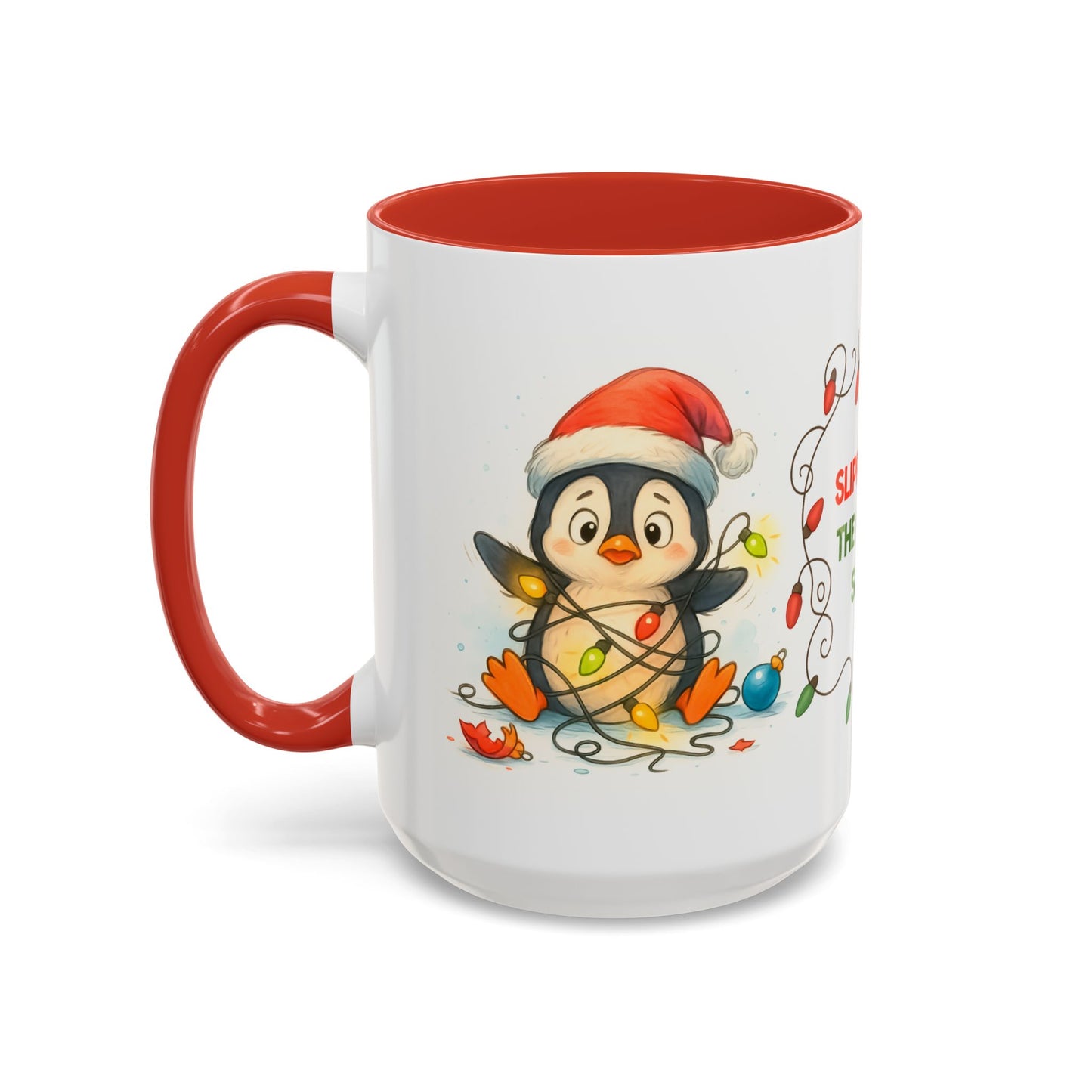 Slipped Into the Holiday Spirit Mug – Cute Penguin Christmas 15oz Cup