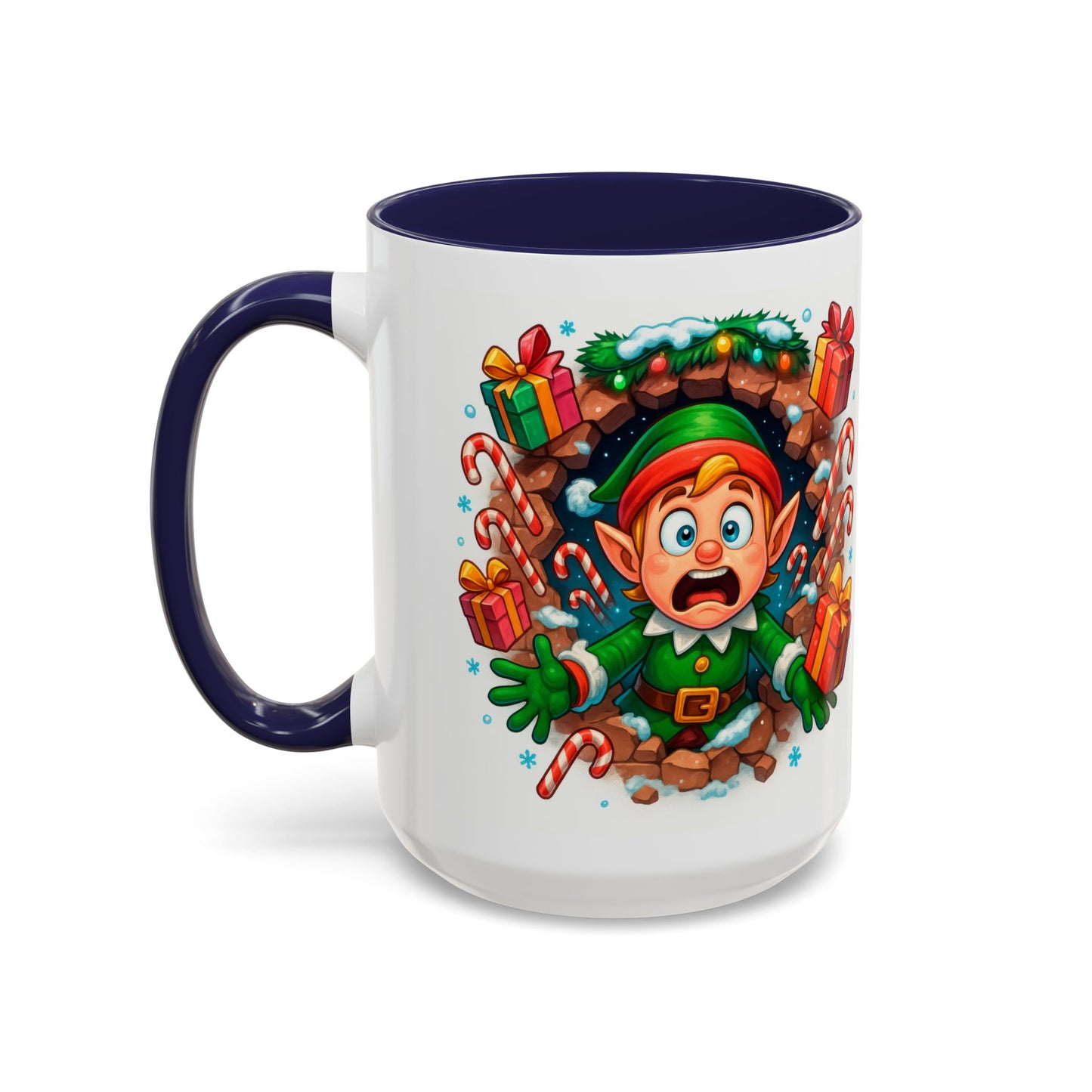 Christmas Elf Mug – Funny 15oz Holiday Coffee Cup with Candy Canes & Gifts