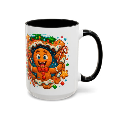 Gingerbread Christmas Mug – Cute 15oz Holiday Coffee Cup with Candy Canes