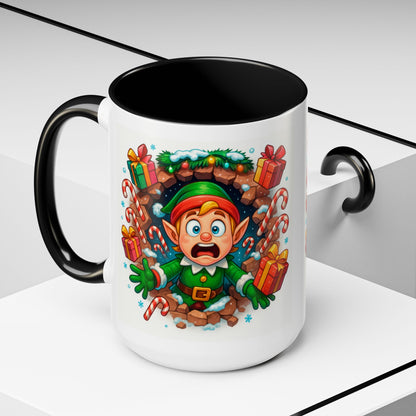 Christmas Elf Mug – Funny 15oz Holiday Coffee Cup with Candy Canes & Gifts