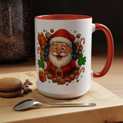 Festive Santa Coffee Mug | Christmas Gift, Holiday Drinkware, Stocking Stuffer, Winter Wonderland, Santa Lover's Mug