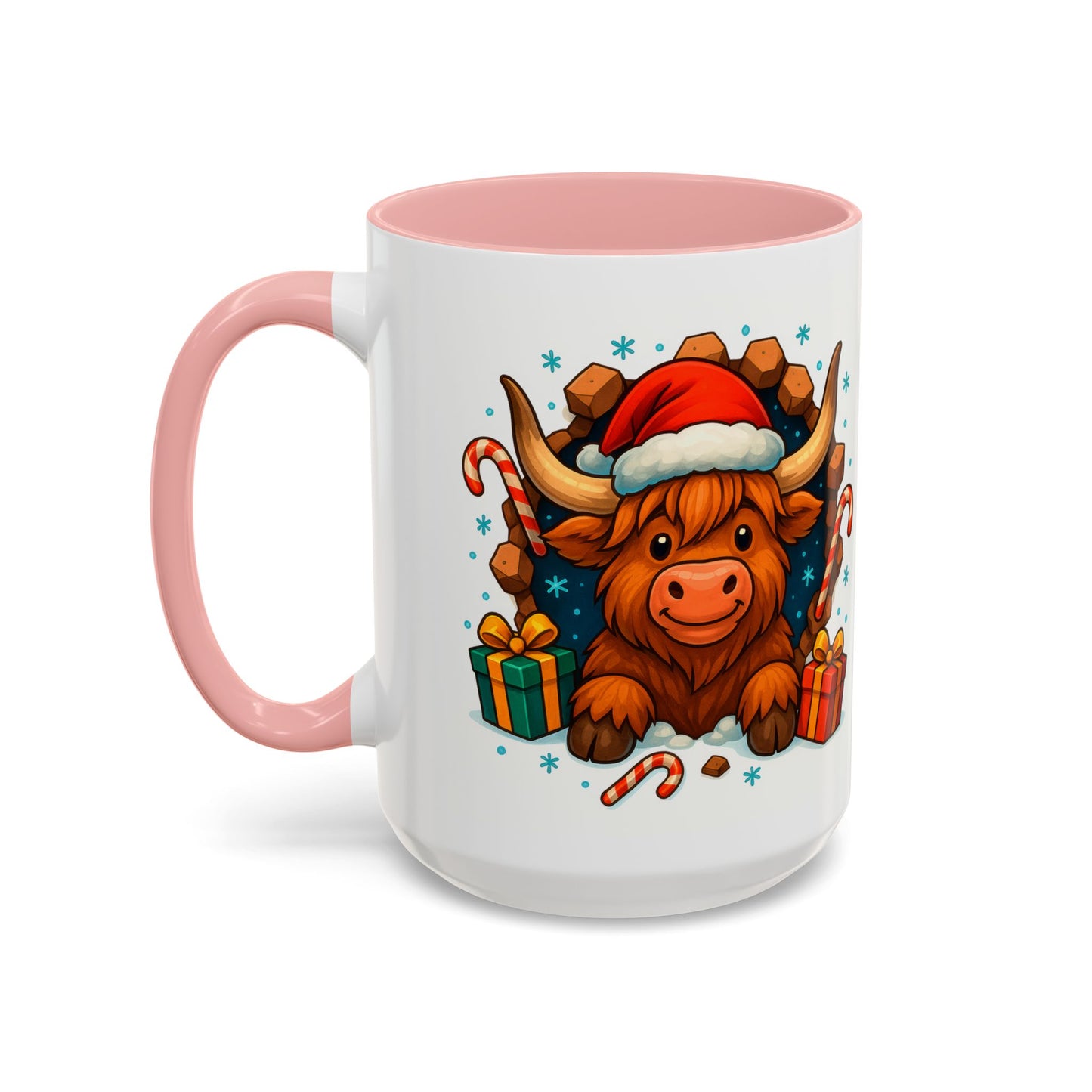 Christmas Highland Cow Mug – Cute 15oz Holiday Coffee Cup with Santa Hat & Gifts