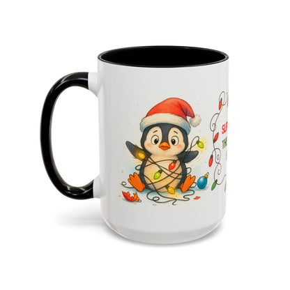 Slipped Into the Holiday Spirit Mug – Cute Penguin Christmas 15oz Cup