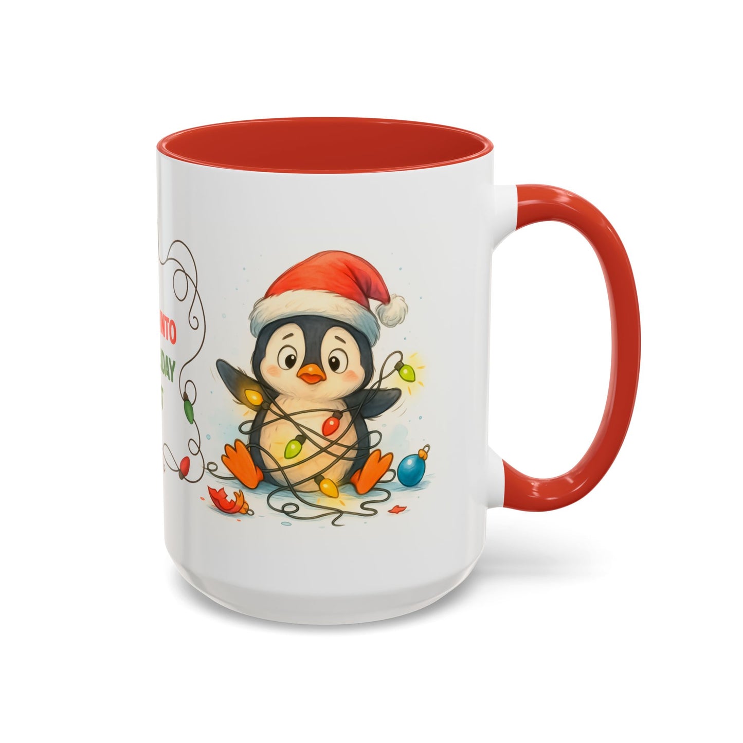 Slipped Into the Holiday Spirit Mug – Cute Penguin Christmas 15oz Cup