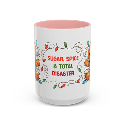 Sugar Spice & Total Disaster Mug – Funny Gingerbread 15oz Christmas Cup