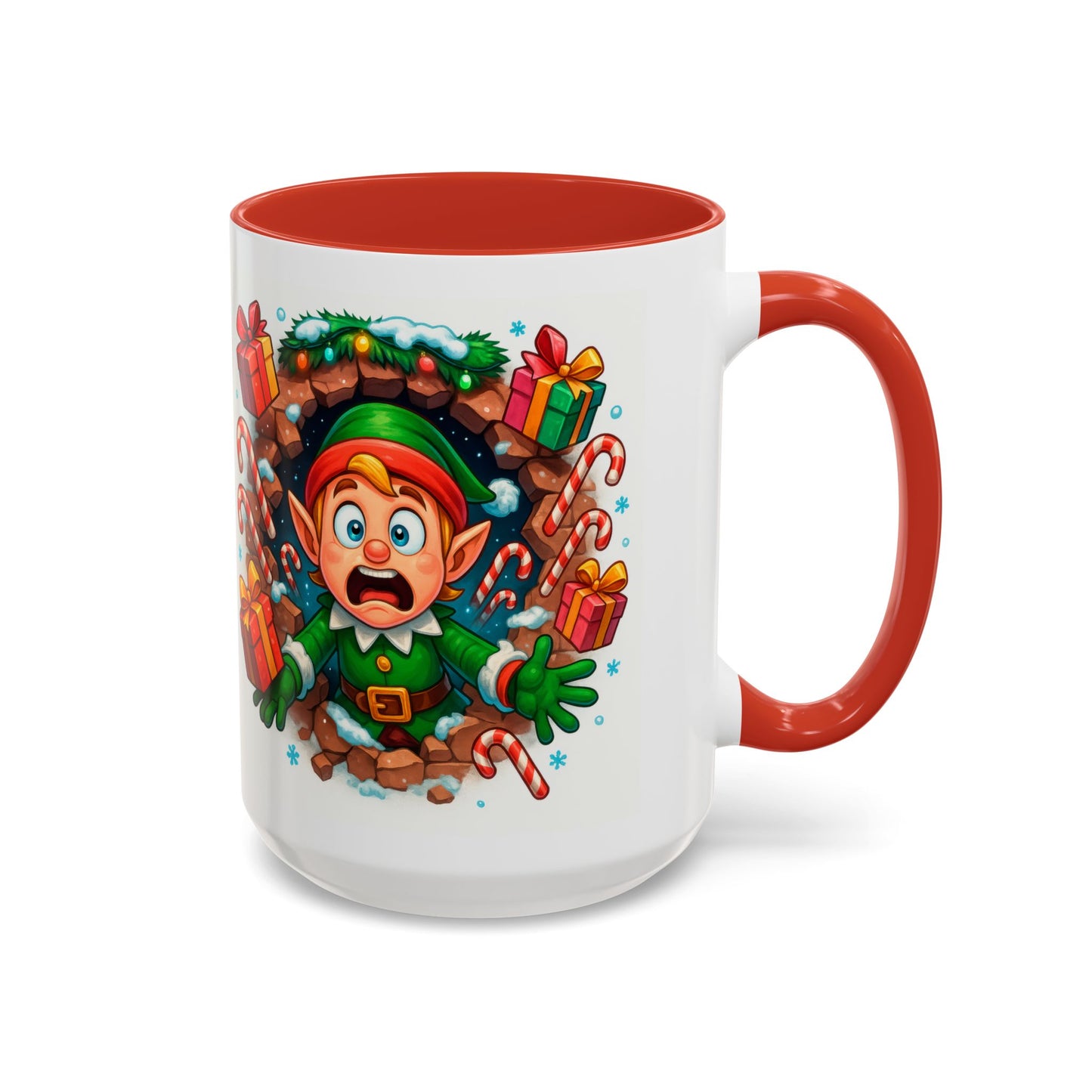 Christmas Elf Mug – Funny 15oz Holiday Coffee Cup with Candy Canes & Gifts