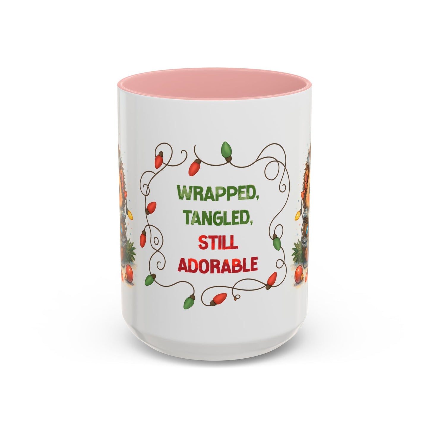 Wrapped Tangled Still Adorable Mug – Cute Hedgehog Christmas 15oz Cup