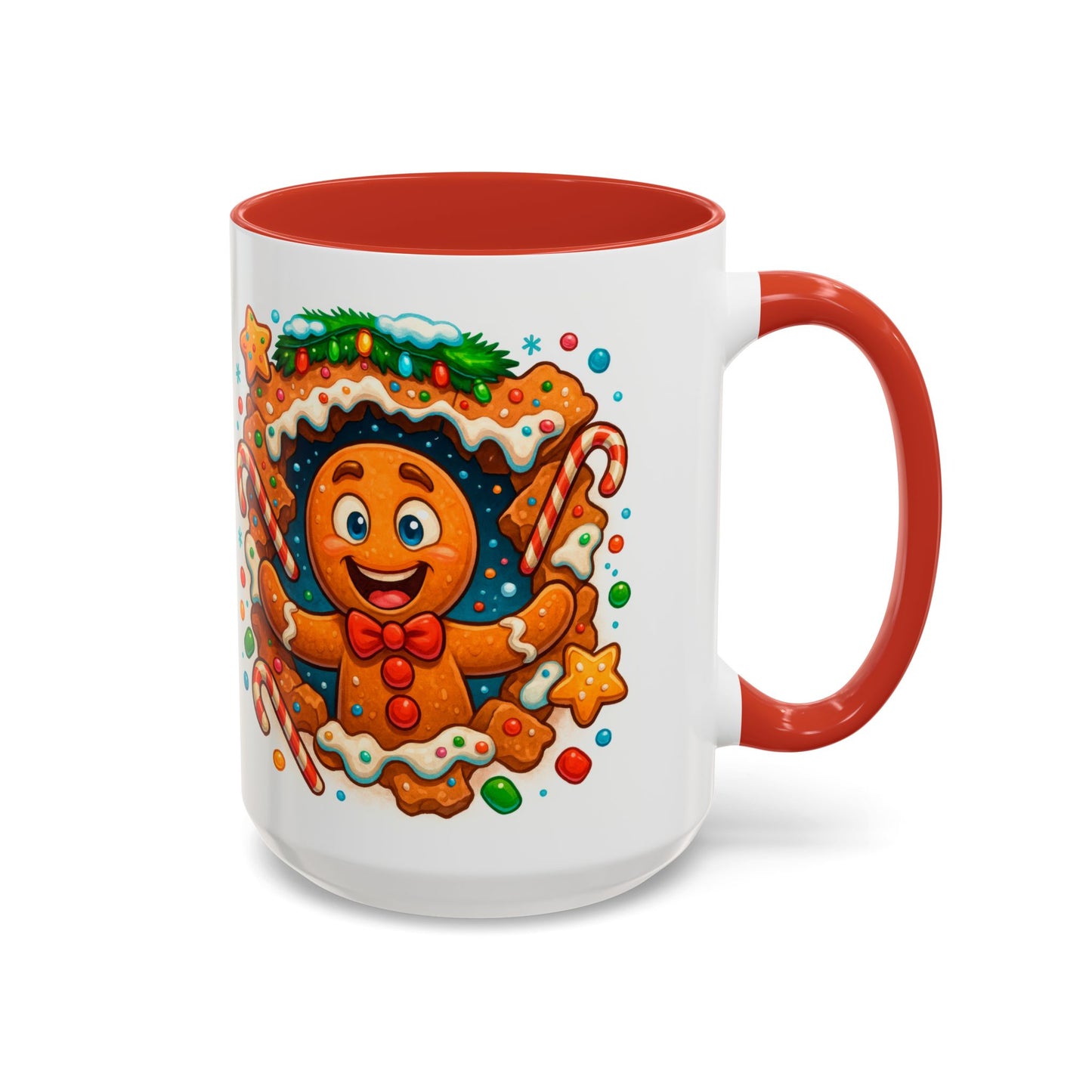 Gingerbread Christmas Mug – Cute 15oz Holiday Coffee Cup with Candy Canes