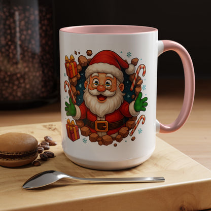 Festive Santa Coffee Mug | Christmas Gift, Holiday Drinkware, Stocking Stuffer, Winter Wonderland, Santa Lover's Mug