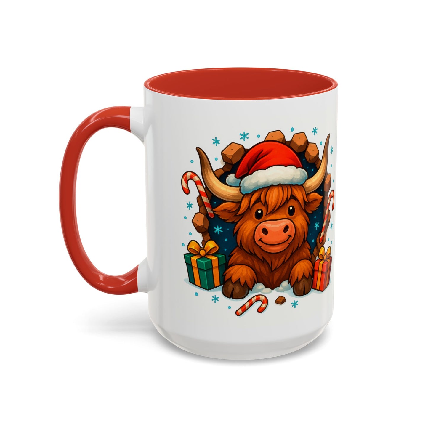Christmas Highland Cow Mug – Cute 15oz Holiday Coffee Cup with Santa Hat & Gifts