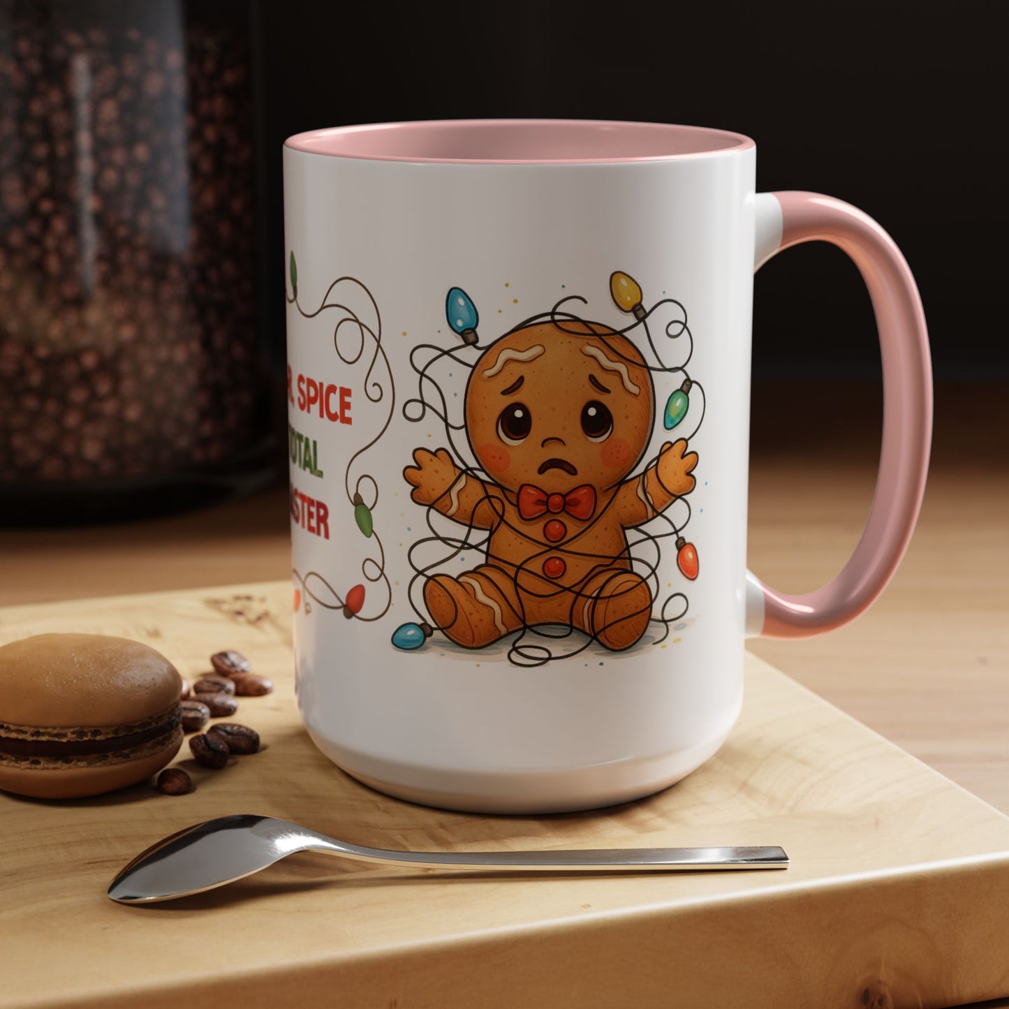 Sugar Spice & Total Disaster Mug – Funny Gingerbread 15oz Christmas Cup