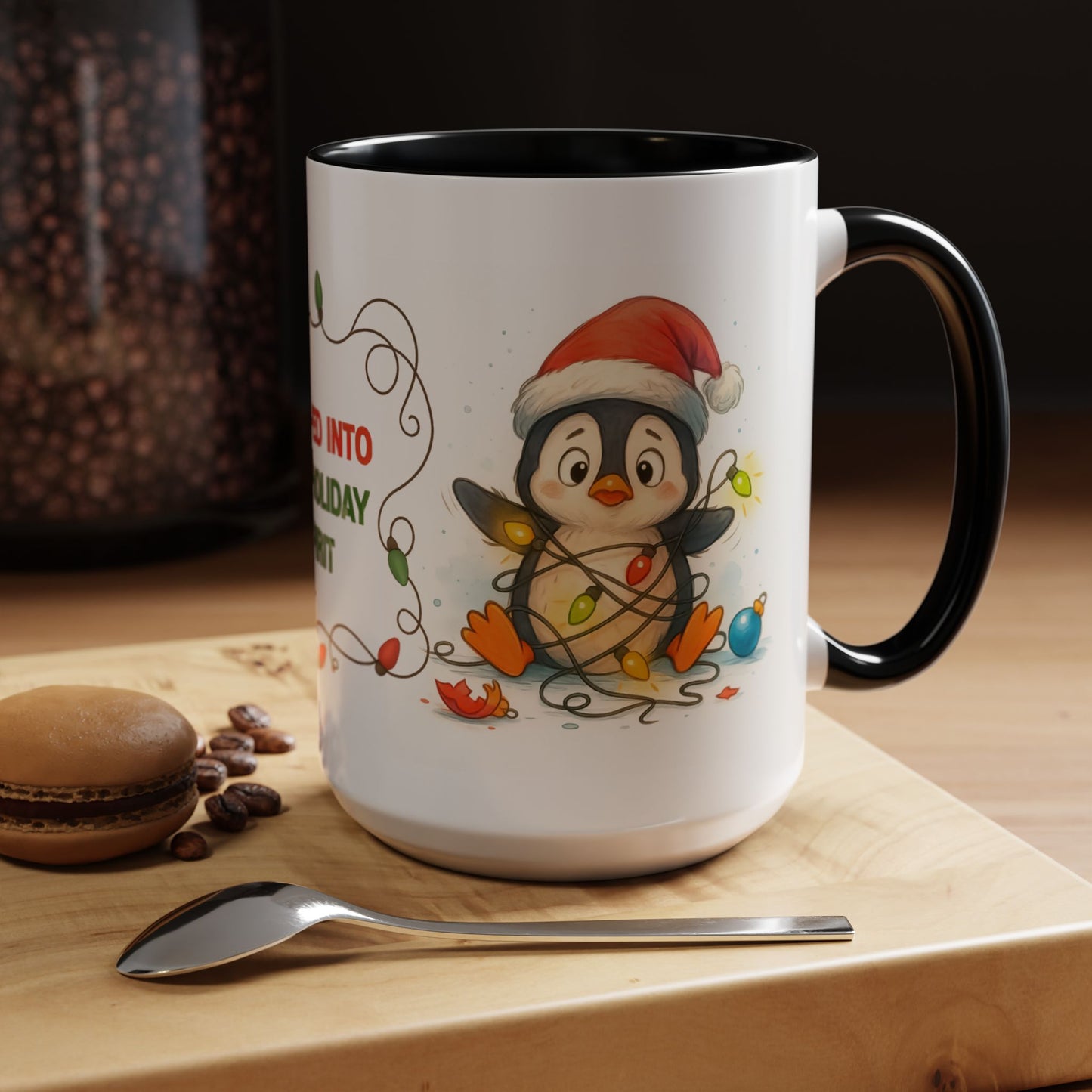Slipped Into the Holiday Spirit Mug – Cute Penguin Christmas 15oz Cup