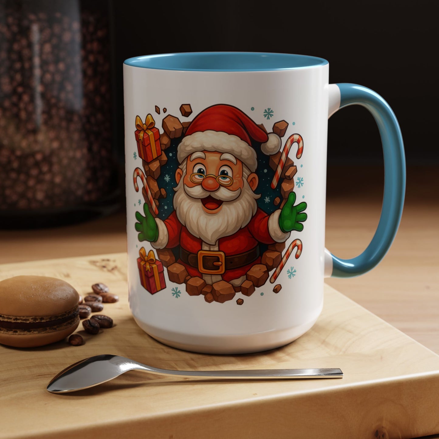 Festive Santa Coffee Mug | Christmas Gift, Holiday Drinkware, Stocking Stuffer, Winter Wonderland, Santa Lover's Mug
