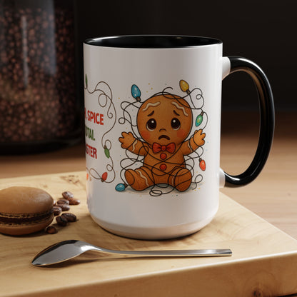 Sugar Spice & Total Disaster Mug – Funny Gingerbread 15oz Christmas Cup
