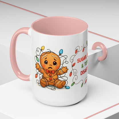 Sugar Spice & Total Disaster Mug – Funny Gingerbread 15oz Christmas Cup