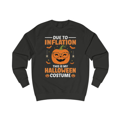 Black sweatshirt with Halloween-themed text and pumpkin graphic on a white background
