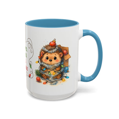 Wrapped Tangled Still Adorable Mug – Cute Hedgehog Christmas 15oz Cup