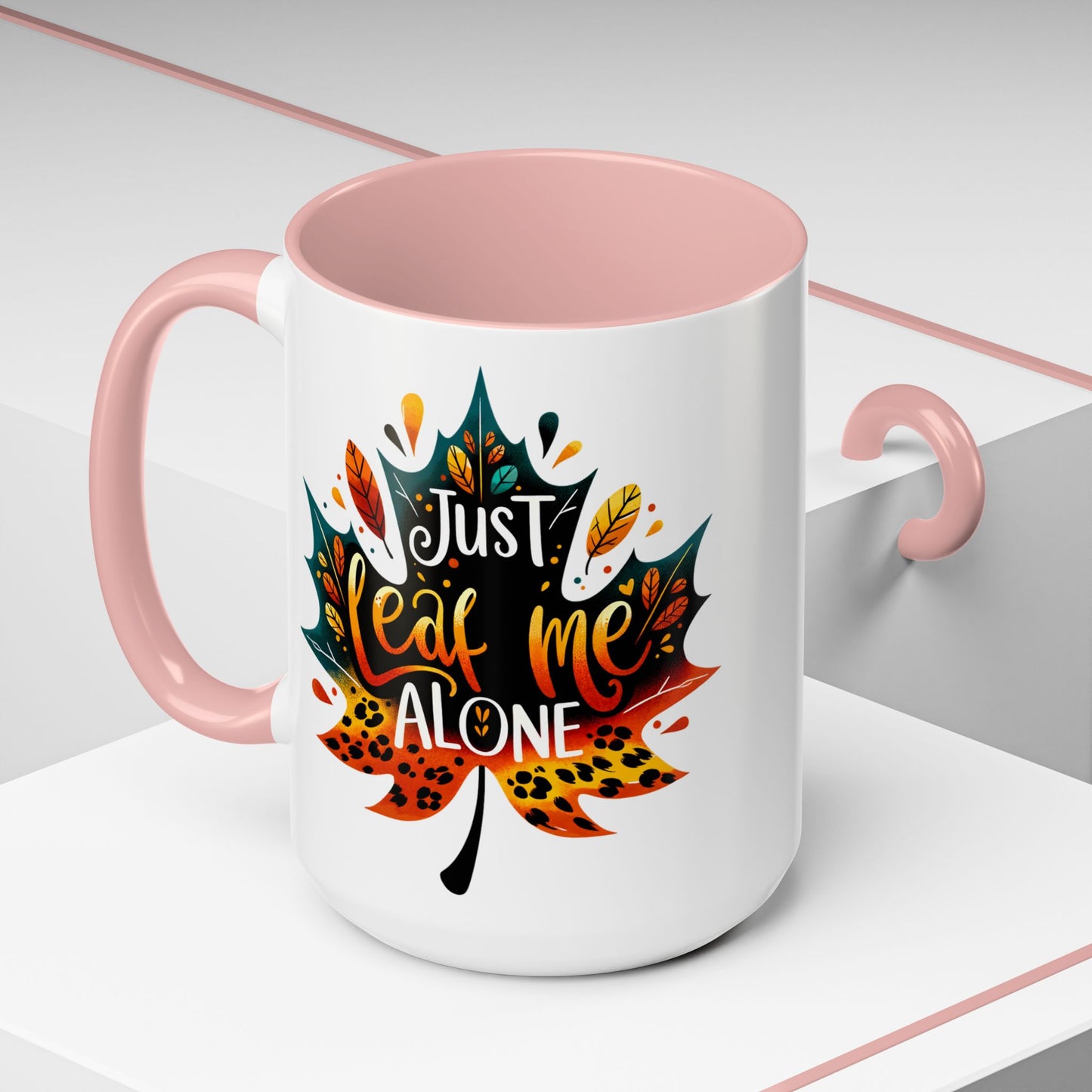 Just Leaf Me Alone Mug – Funny Fall Coffee Cup with Autumn Leaf Design