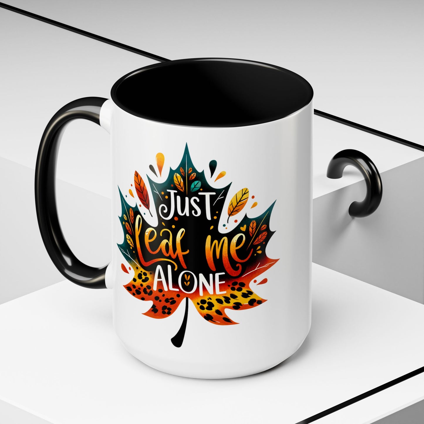 Just Leaf Me Alone Mug – Funny Fall Coffee Cup with Autumn Leaf Design