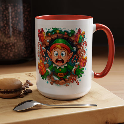 Christmas Elf Mug – Funny 15oz Holiday Coffee Cup with Candy Canes & Gifts