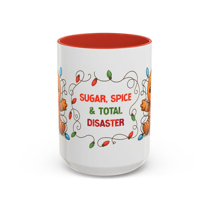 Sugar Spice & Total Disaster Mug – Funny Gingerbread 15oz Christmas Cup