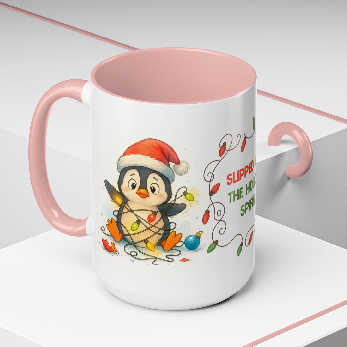 Slipped Into the Holiday Spirit Mug – Cute Penguin Christmas 15oz Cup