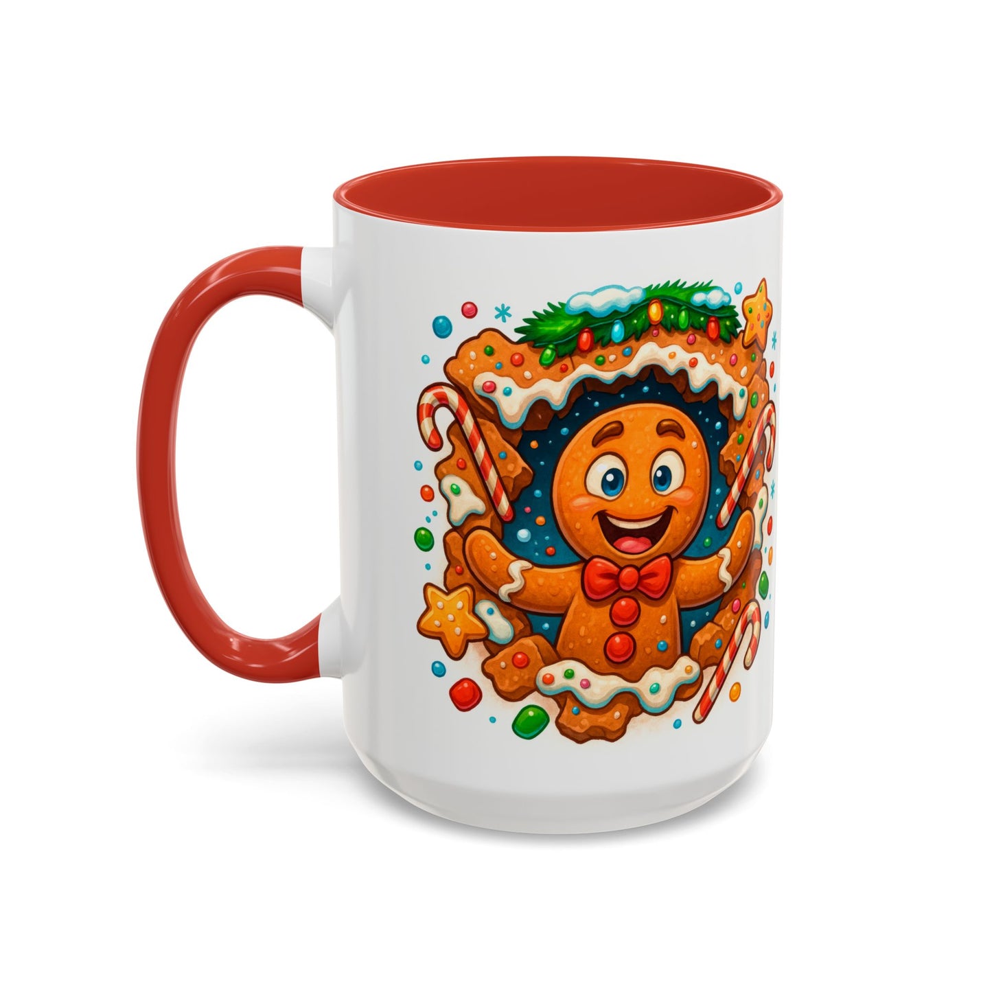 Gingerbread Christmas Mug – Cute 15oz Holiday Coffee Cup with Candy Canes
