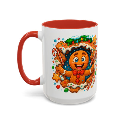 Gingerbread Christmas Mug – Cute 15oz Holiday Coffee Cup with Candy Canes