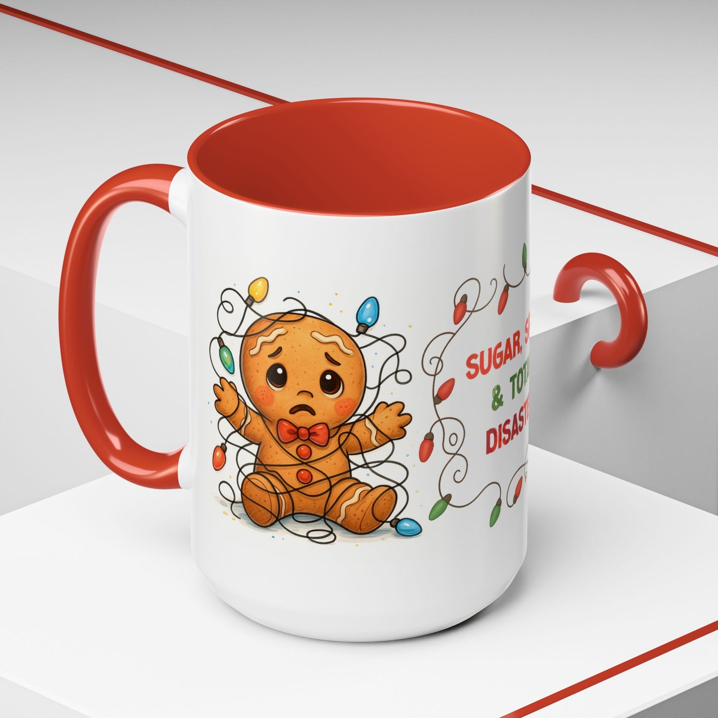 Sugar Spice & Total Disaster Mug – Funny Gingerbread 15oz Christmas Cup