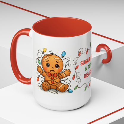 Sugar Spice & Total Disaster Mug – Funny Gingerbread 15oz Christmas Cup