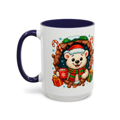 Christmas Polar Bear Mug – Cute Holiday 15oz Coffee Cup with Gifts & Candy Canes