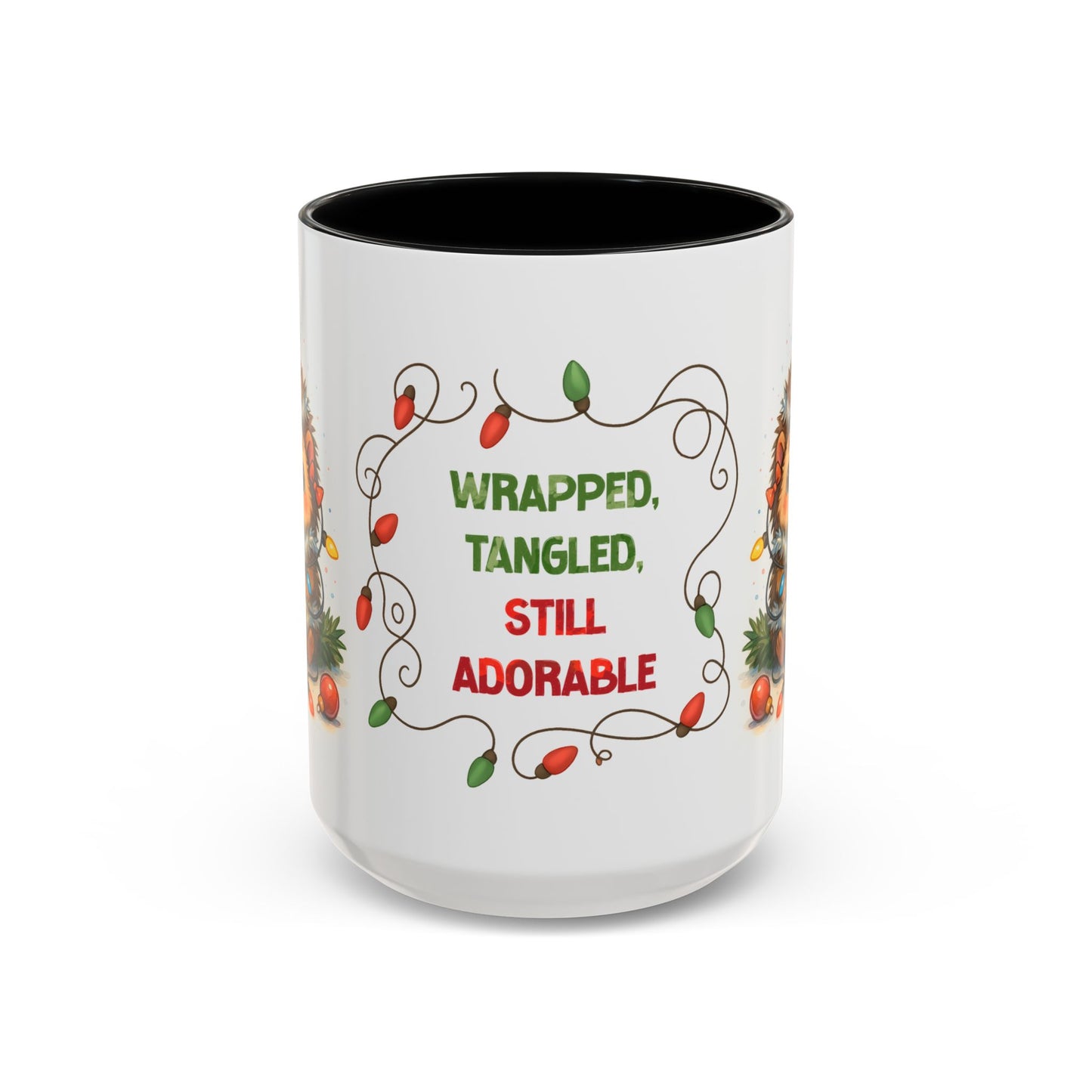 Wrapped Tangled Still Adorable Mug – Cute Hedgehog Christmas 15oz Cup