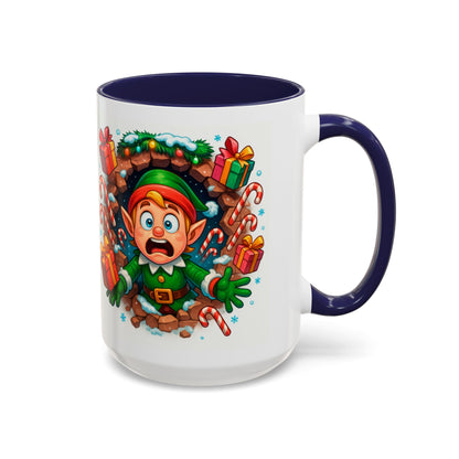 Christmas Elf Mug – Funny 15oz Holiday Coffee Cup with Candy Canes & Gifts