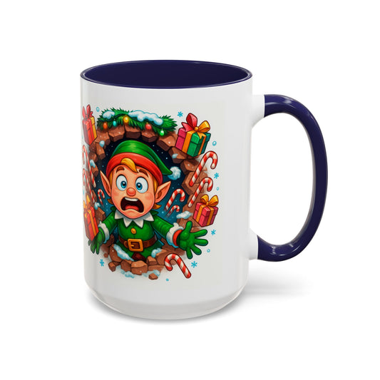Christmas Elf Mug – Funny 15oz Holiday Coffee Cup with Candy Canes & Gifts