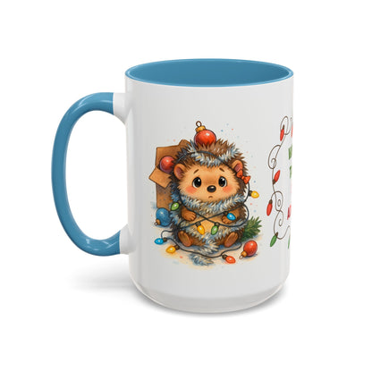 Wrapped Tangled Still Adorable Mug – Cute Hedgehog Christmas 15oz Cup