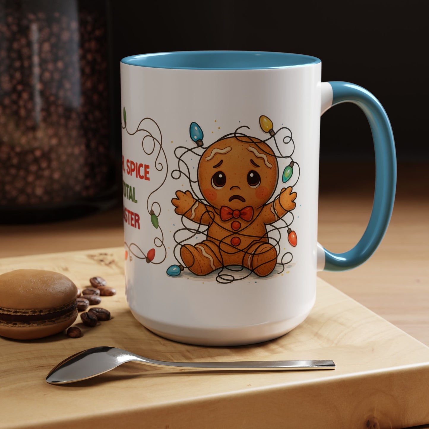 Sugar Spice & Total Disaster Mug – Funny Gingerbread 15oz Christmas Cup