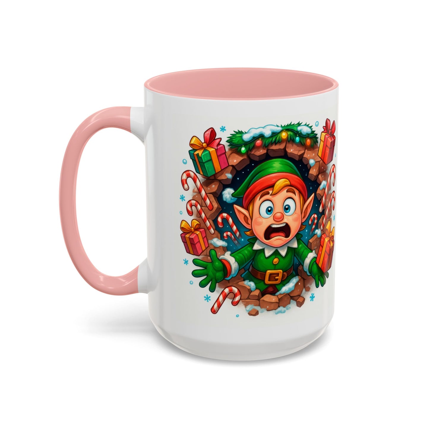 Christmas Elf Mug – Funny 15oz Holiday Coffee Cup with Candy Canes & Gifts