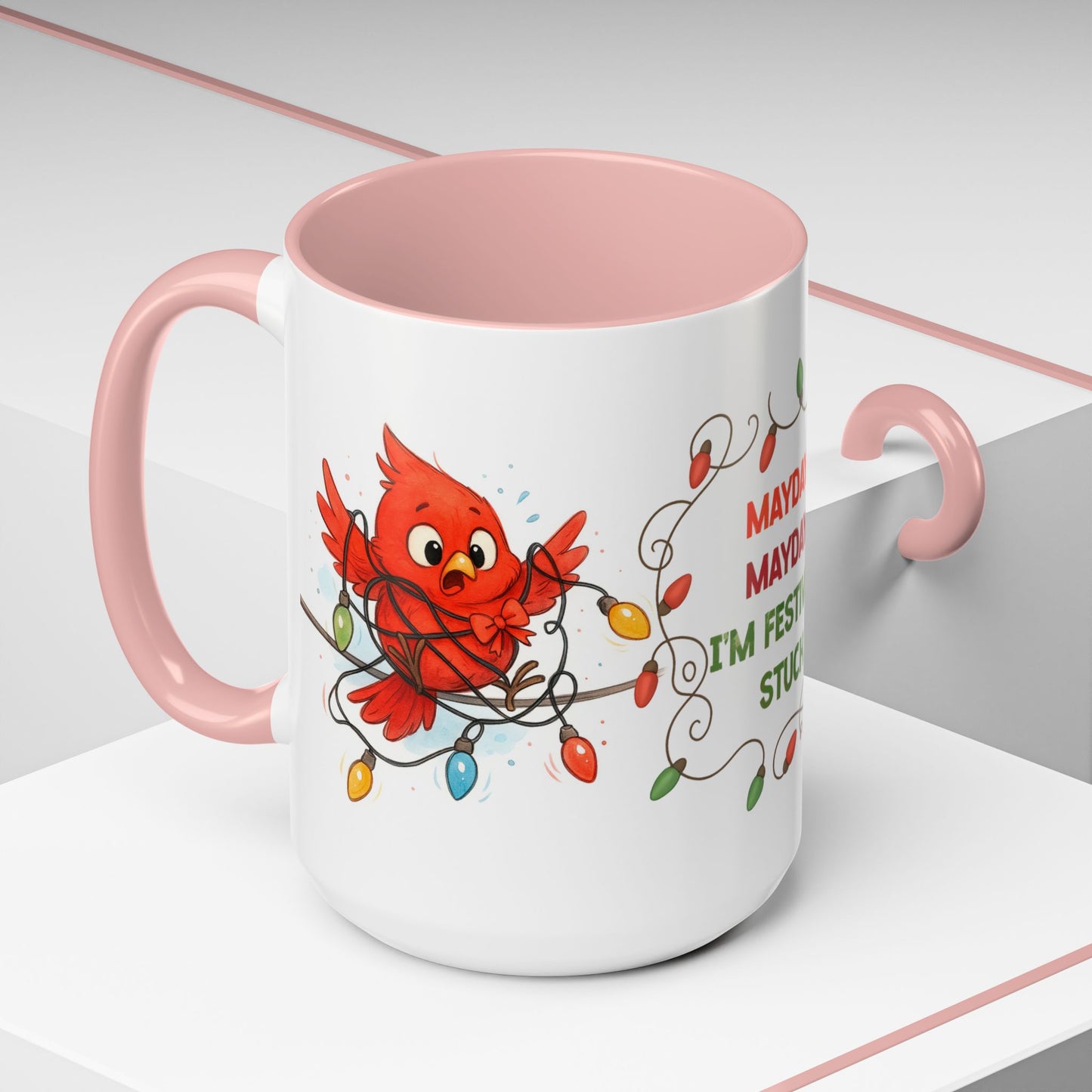 Mayday Mayday I’m Festively Stuck Mug – Funny Christmas 15oz Coffee Cup