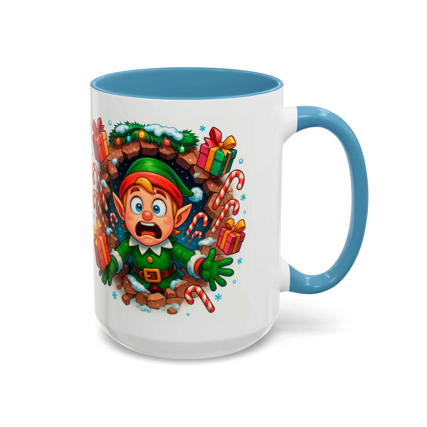 Christmas Elf Mug – Funny 15oz Holiday Coffee Cup with Candy Canes & Gifts