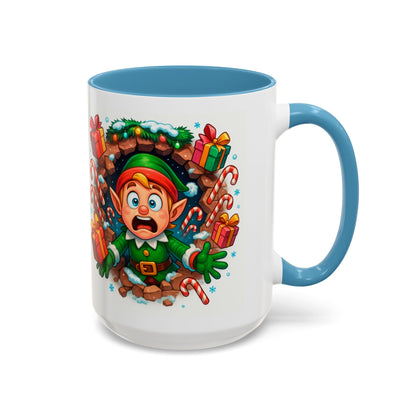 Christmas Elf Mug – Funny 15oz Holiday Coffee Cup with Candy Canes & Gifts