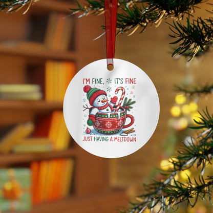 Funny Snowman Christmas Ornament – “I’m Fine, It’s Fine, Just Having a Meltdown” | Cute Holiday Decoration