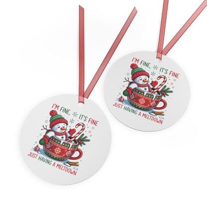Funny Snowman Christmas Ornament – “I’m Fine, It’s Fine, Just Having a Meltdown” | Cute Holiday Decoration