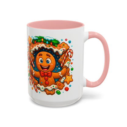 Gingerbread Christmas Mug – Cute 15oz Holiday Coffee Cup with Candy Canes