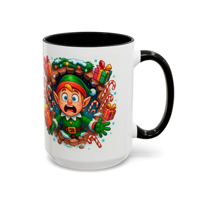 Christmas Elf Mug – Funny 15oz Holiday Coffee Cup with Candy Canes & Gifts