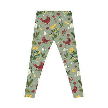 Nature-Inspired Women’s Leggings – Bird & Floral Print Yoga Pants